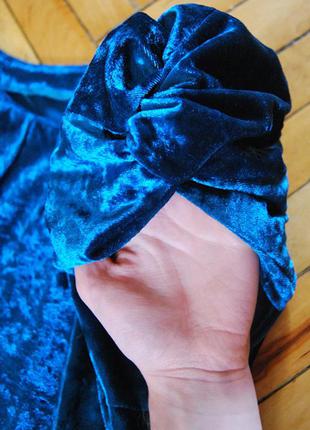 Бархатное сине-бирюзовое платье3 фото