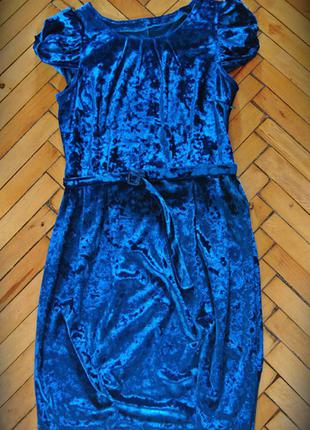 Бархатное сине-бирюзовое платье2 фото