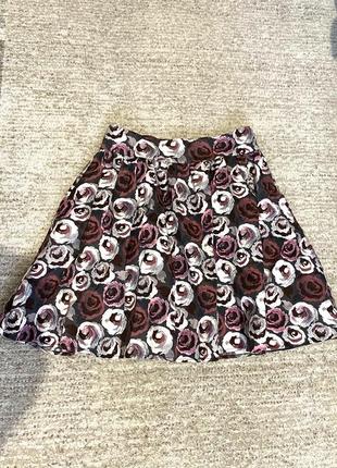 Коттоновая юбка мини цветочный принт1 фото