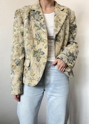 Гобеленовый пиджак жакет гобеленовый оверсайз блейзер коттон пиджак винтажный жакет7 фото