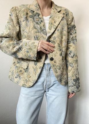 Гобеленовый пиджак жакет гобеленовый оверсайз блейзер коттон пиджак винтажный жакет3 фото