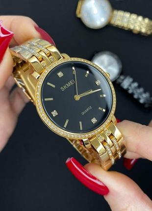 Женские классические наручные  часы с металлическим браслетом skmei 2006 gdbk