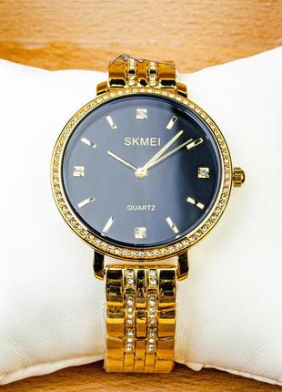 Женские классические наручные  часы с металлическим браслетом skmei 2006 gdbk7 фото