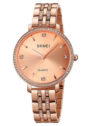 Жіночий класичний наручний  годинник зі сталевим браслетом skmei 2006 rgrg