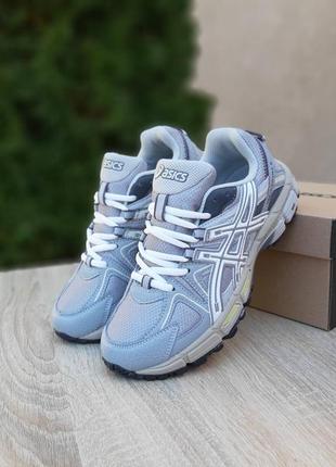 Asics gel kahana 8 серые с белым кроссовки мужские ассикс весенние летние демисезонные низкие кожа кожа кожаные сетка легкие текстильные топ качество5 фото