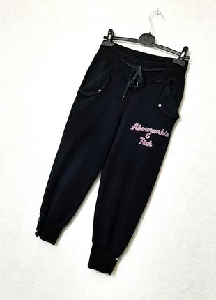Abercrombie & fitch спортивные штаны капри бриджи трикотажные манжеты чёрные двунитка женские 44 463 фото