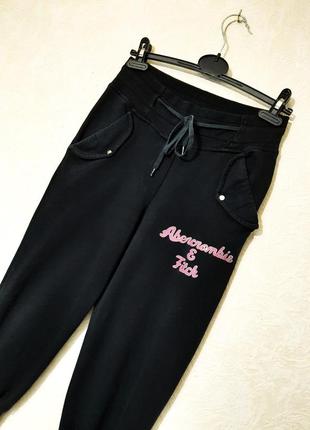 Abercrombie & fitch спортивные штаны капри бриджи трикотажные манжеты чёрные двунитка женские 44 464 фото