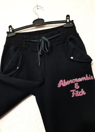 Abercrombie & fitch спортивные штаны капри бриджи трикотажные манжеты чёрные двунитка женские 44 465 фото