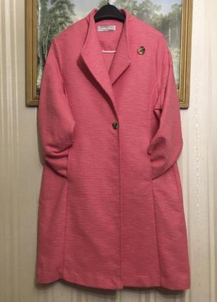 Розовое  тканевое легкое пальто, кардиган, тренч, h&m , микс хлопка