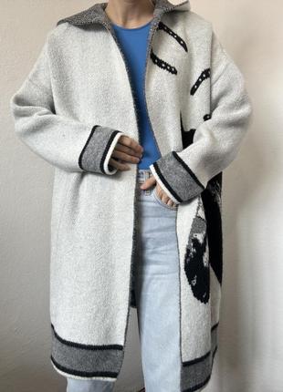 Стильный кардиган с капюшоном свитер серый оверсайз джемпер пуловер реглан кофта серая накидка2 фото