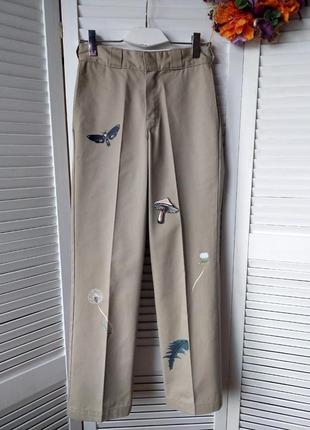 Брюки штаны прямые трубы с принтом цвет бежевый/хаки dickies 874 original fit2 фото