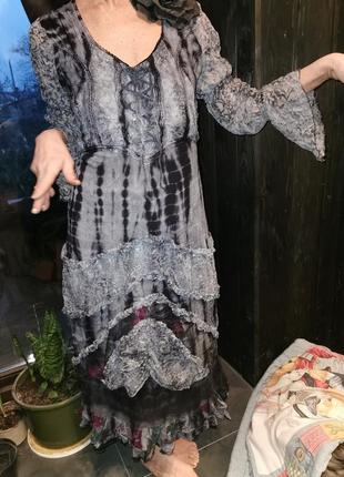 Платье wicked dragon в бохо винтажном ретро хиппи готическом стиле с кружевом рюши макси длинное2 фото