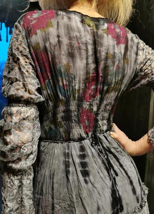 Платье wicked dragon в бохо винтажном ретро хиппи готическом стиле с кружевом рюши макси длинное9 фото