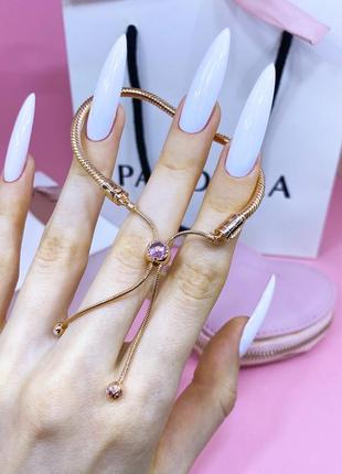 Оригинал пандора оригинальный серебряный браслет 588093nccmx-2 серебро классический на затяжке цветы цветение розовое золото с биркой новый1 фото