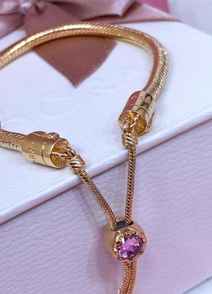 Оригинал пандора оригинальный серебряный браслет 588093nccmx-2 серебро классический на затяжке цветы цветение розовое золото с биркой новый8 фото