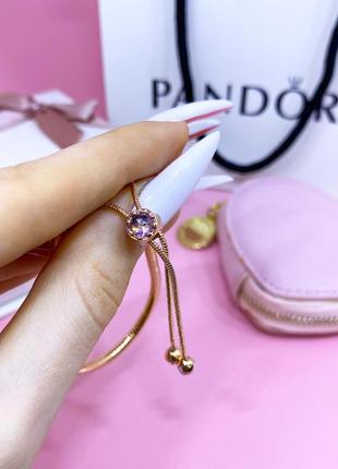 Оригинал пандора оригинальный серебряный браслет 588093nccmx-2 серебро классический на затяжке цветы цветение розовое золото с биркой новый4 фото