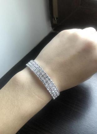 Браслет у три доріжки страз блискучий