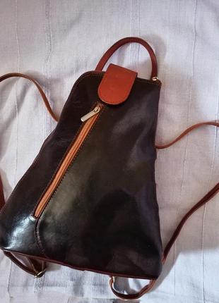 Шикарный  универсальный кожаный маленький рюкзак, италия.4 фото
