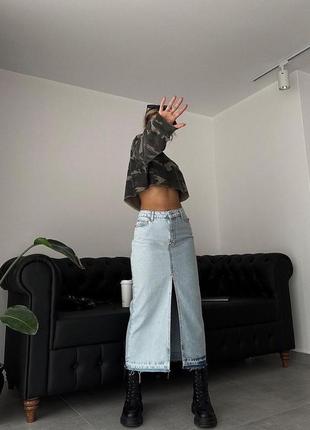 Жіноча джинсова спідниця міді максі з розрізом,женская юбка мини макси с разрезом джинсовая джинсова джинс4 фото