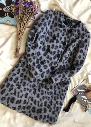 Актуальное шерстяное леопардовое пальто only ( не секонд)1 фото