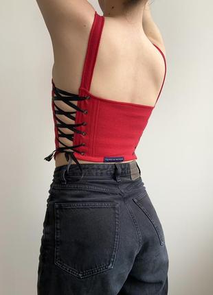 Upcycling upcycle corset tommy jeans корсет с лямками на шнуровке8 фото