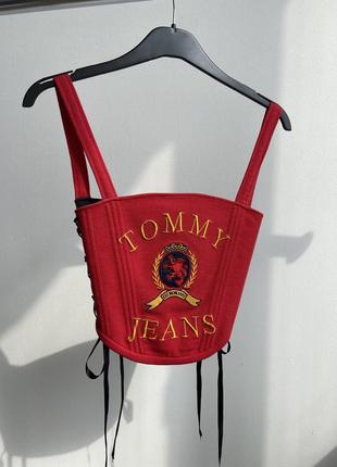 Upcycling upcycle corset tommy jeans корсет с лямками на шнуровке1 фото