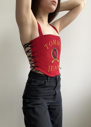 Upcycling upcycle corset tommy jeans корсет с лямками на шнуровке5 фото