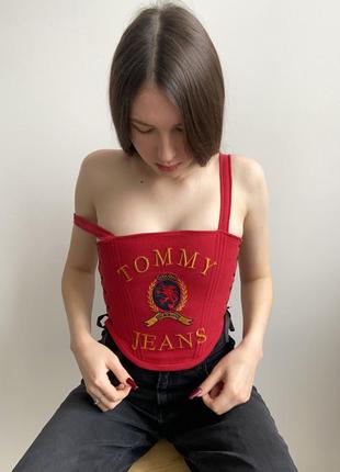 Upcycling upcycle corset tommy jeans корсет с лямками на шнуровке7 фото