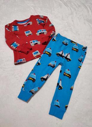 Пижама слип домашний костюм комплект штаны реглан машинки самолетики 86-92 см 18-24 мес