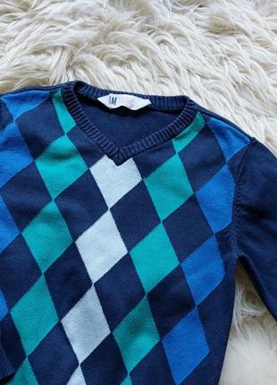 💛🩵❤️ красивый пуловер свитшот джемпер ромбы 100% cotton2 фото