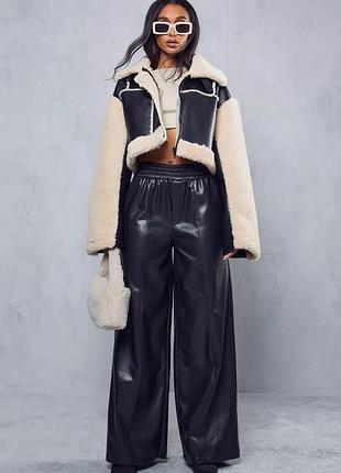 Брюки клеш кожаные эко кожа на велюре оверсайз объемные классические прямые по фигуре палаццо кюлоты прямые широкие брюки