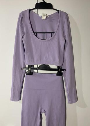 Спортивный фиолетовый костюм, лосины + кофта, костюм с утяжкой2 фото