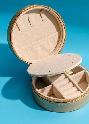 Міні-портативна ювелірна кругла коробочка для ювелірних виробів.3 фото