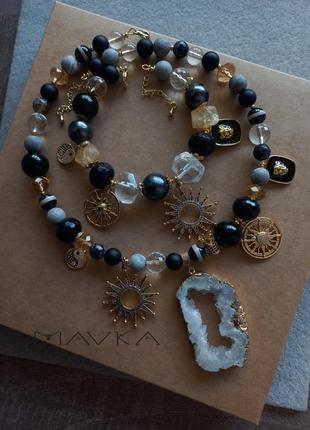 Набор "королевые" агат агат дзи хрусталь горный хрусталь шунгит яшма цитрин жемчуг