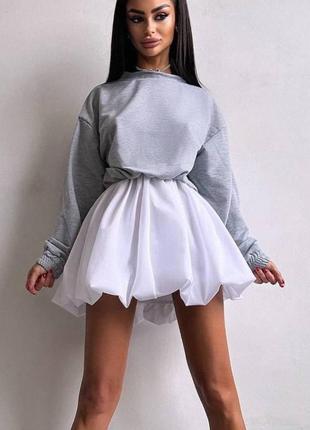 Комплект світшот спідниця балон сірий біла
