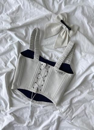 Upcycling upcycle corset yves saint laurent корсет ручной работы с лямками на шнуровке9 фото