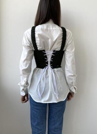 Upcycling upcycle corset fred perry корсет ручной работы с лямками и шнуровкой8 фото