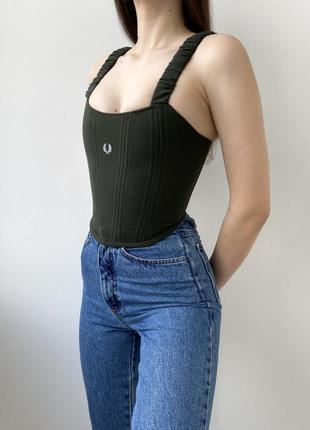 Upcycling upcycle corset fred perry корсет ручной работы с лямками и шнуровкой5 фото