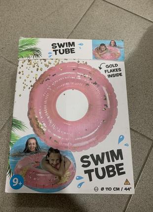 Надувной круг для плавания swim tube gold-rose