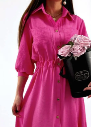 Женское летнее платье рубашка креп-жатка на пуговицах s; m; l; xl razg3591-169ве5 фото