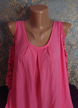 Розовая блуза с кружевом большой размер батал 52/54 блузка футболка7 фото