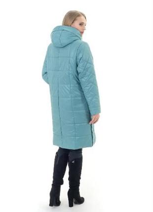 Женская длинная куртка больших размеров 58, 60, 62, 64, 66, 68, 70 р мятного цвета4 фото