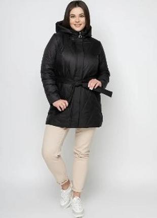 Жіноча куртка демісезонна від виробника великого розміру 46, 48, 50, 52, 54, 56, 58 р чорного кольору3 фото