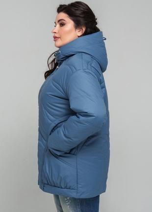 Женская куртка прямого силуэта на тинсулейте на молнии 48, 50, 52, 54, 56, 58 р джинсового цвета2 фото