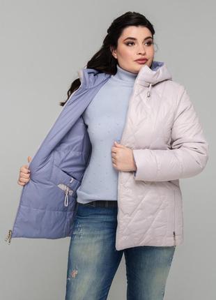 Женская куртка весенняя на молнии от производителя 50, 54, 56, 58, 60 р лавандового цвета6 фото