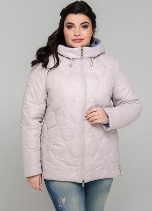 Жіноча куртка весняна на блискавці від виробника 50, 54, 56, 58, 60 р лавандового кольору