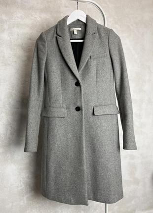 Полушерстяное пальто zara линейки trf размер xs классическое шерстяное серое пальто грубая шерсть