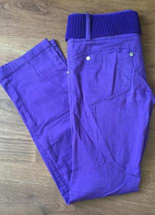 Летние фиолетовые брюки прямого кроя2 фото