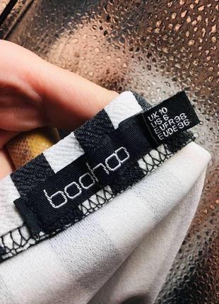 Монохромная чёрная креповая юбка в горошек и полоску с поясом от boohoo м brandusa2 фото