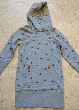 Свитшот худи на флисе серого цвета в горох. тм yigga.134-140 см